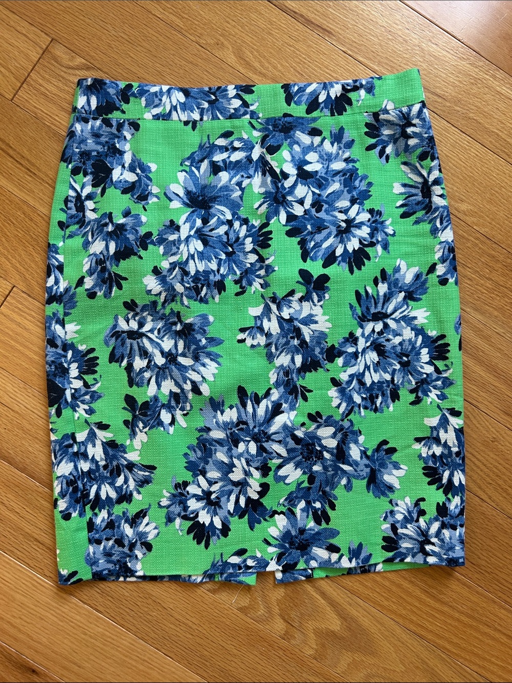 J Crew Basketweave Floral Pencil Skirt in Green and Blue